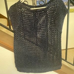 WHBM Navy crochet shimmery sweater